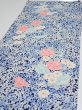 Photo3: 2H02z60  Japanese Kimono Silk  FABRIC Flowers Navy 45.3x14.6 (3)