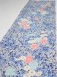 Photo3: 2H03z90  Japanese Kimono Silk  FABRIC Flowers Navy 71.7x14.6 (3)