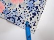 Photo6: 2H03z90  Japanese Kimono Silk  FABRIC Flowers Navy 71.7x14.6 (6)