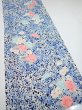 Photo2: 2H06z90  Japanese Kimono Silk  FABRIC Flowers Navy 71.7x14.6 (2)