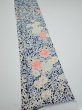 Photo2: 2H08z50  Japanese Kimono Silk  FABRIC Flowers Navy 64.6x7.7 (2)