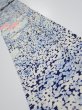 Photo1: 2H09z60  Japanese Kimono Silk  FABRIC Flowers Navy 89.8x6.9 (1)