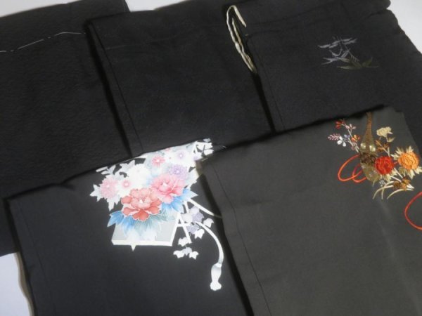 Photo2: SUSG01z14  Japanese Kimono Silk BLACK HAORI 25pcs FREE SHIPPING (2)