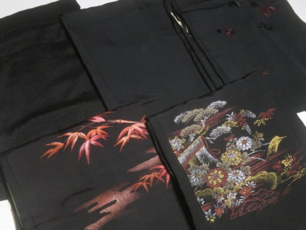 Photo3: SUSG01z14  Japanese Kimono Silk BLACK HAORI 25pcs FREE SHIPPING (3)