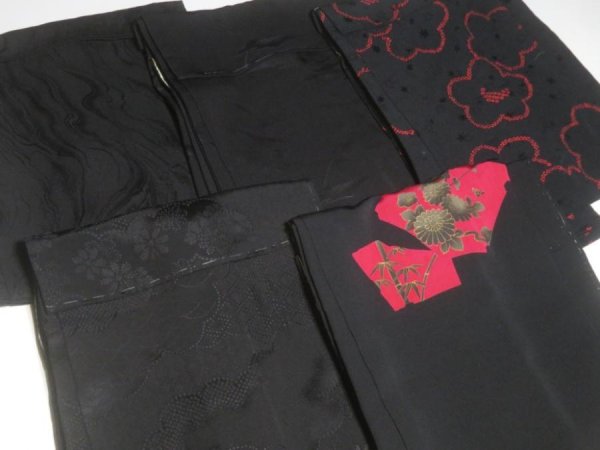 Photo5: SUSG01z14  Japanese Kimono Silk BLACK HAORI 25pcs FREE SHIPPING (5)