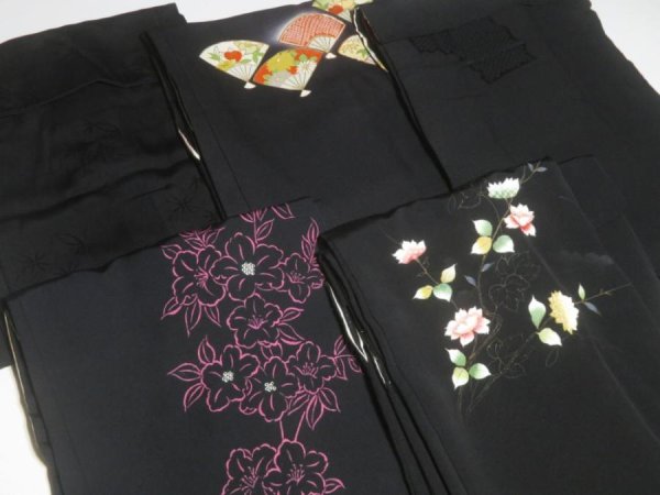Photo6: SUSG01z14  Japanese Kimono Silk BLACK HAORI 25pcs FREE SHIPPING (6)