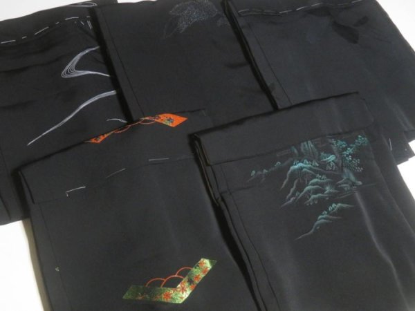 Photo6: SUSG02z14  Japanese Kimono Silk BLACK HAORI 25pcs FREE SHIPPING (6)