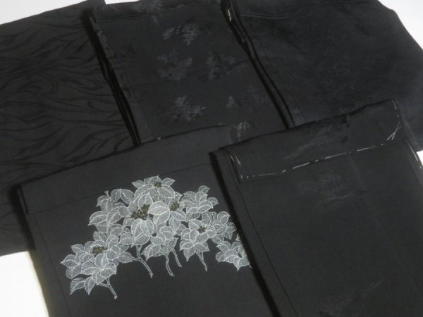 Photo4: SUSG04z14  Japanese Kimono Silk BLACK HAORI 25pcs FREE SHIPPING (4)