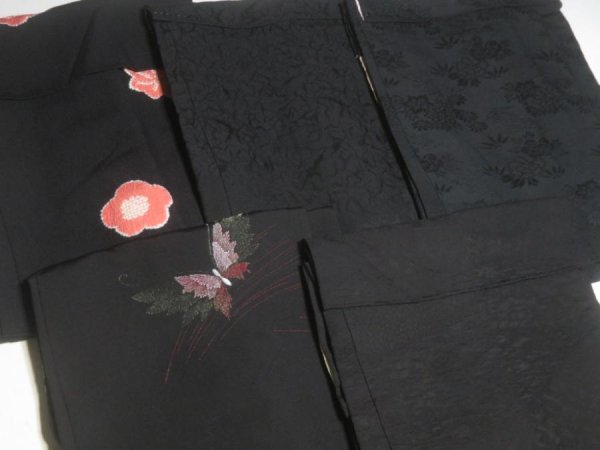 Photo5: SUSG04z14  Japanese Kimono Silk BLACK HAORI 25pcs FREE SHIPPING (5)