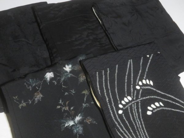 Photo2: SUSG05z14  Japanese Kimono Silk BLACK HAORI 25pcs FREE SHIPPING (2)