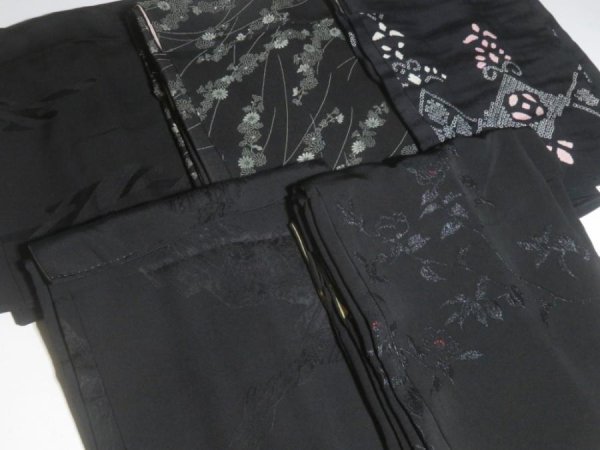 Photo5: SUSG05z14  Japanese Kimono Silk BLACK HAORI 25pcs FREE SHIPPING (5)