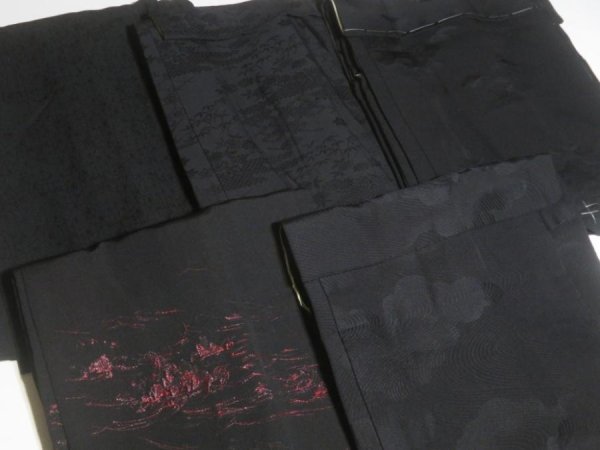 Photo4: SUSG06z14  Japanese Kimono Silk BLACK HAORI 25pcs FREE SHIPPING (4)