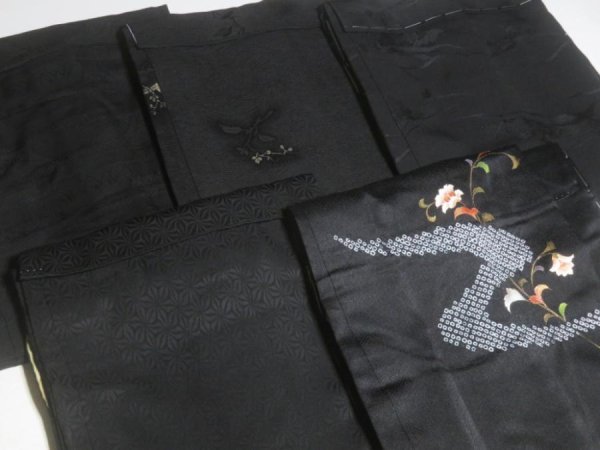 Photo5: SUSG06z14  Japanese Kimono Silk BLACK HAORI 25pcs FREE SHIPPING (5)