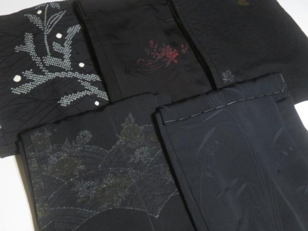 Photo6: SUSG06z14  Japanese Kimono Silk BLACK HAORI 25pcs FREE SHIPPING (6)