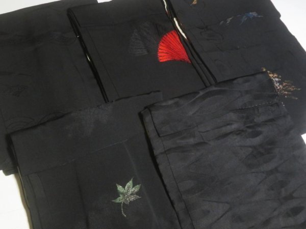 Photo2: SUSG08z14  Japanese Kimono Silk BLACK HAORI 25pcs FREE SHIPPING (2)