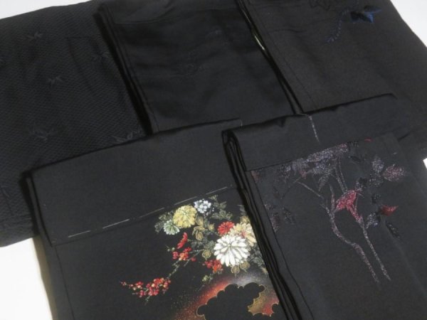 Photo5: SUSG08z14  Japanese Kimono Silk BLACK HAORI 25pcs FREE SHIPPING (5)