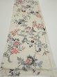 Photo5: 4K01z50  Japanese Kimono Silk  FABRIC Flowers Off-white 39.4x14.4 (5)