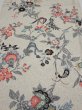 Photo1: 4K02z50  Japanese Kimono Silk  FABRIC Flowers Off-white 39.4x14.4 (1)