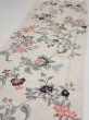 Photo3: 4K03z70  Japanese Kimono Silk  FABRIC Flowers Off-white 51.2x14.4 (3)