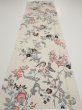 Photo5: 4K03z70  Japanese Kimono Silk  FABRIC Flowers Off-white 51.2x14.4 (5)