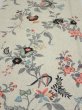 Photo1: 4K04z70  Japanese Kimono Silk  FABRIC Flowers Off-white 51.2x14.4 (1)