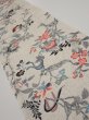 Photo1: 4K05z50  Japanese Kimono Silk  FABRIC Flowers Off-white 55.1x10.4 (1)