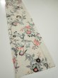 Photo3: 4K05z50  Japanese Kimono Silk  FABRIC Flowers Off-white 55.1x10.4 (3)