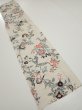 Photo4: 4K05z50  Japanese Kimono Silk  FABRIC Flowers Off-white 55.1x10.4 (4)