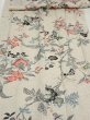 Photo2: 4K06z100  Japanese Kimono Silk  FABRIC Flowers Off-white 82.7x14.4 (2)