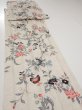 Photo4: 4K06z100  Japanese Kimono Silk  FABRIC Flowers Off-white 82.7x14.4 (4)
