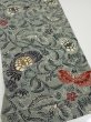 Photo2: 4K02z60  Japanese Kimono Silk  FABRIC Flower Blue-Gray 40.2x13.8 (2)