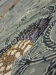 Photo4: 4K02z60  Japanese Kimono Silk  FABRIC Flower Blue-Gray 40.2x13.8 (4)