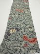 Photo5: 4K02z60  Japanese Kimono Silk  FABRIC Flower Blue-Gray 40.2x13.8 (5)