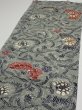 Photo3: 4K03z70  Japanese Kimono Silk  FABRIC Flower Blue-Gray 52.4x13.8 (3)