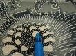 Photo6: 4K03z70  Japanese Kimono Silk  FABRIC Flower Blue-Gray 52.4x13.8 (6)