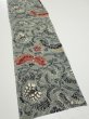Photo2: 4K06z50  Japanese Kimono Silk  FABRIC Flower Blue-Gray 56.7x9.4 (2)