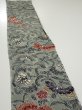 Photo3: 4K06z50  Japanese Kimono Silk  FABRIC Flower Blue-Gray 56.7x9.4 (3)