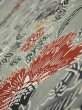 Photo4: 4K06z50  Japanese Kimono Silk  FABRIC Flower Blue-Gray 56.7x9.4 (4)