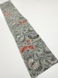 Photo5: 4K06z50  Japanese Kimono Silk  FABRIC Flower Blue-Gray 56.7x9.4 (5)