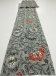 Photo1: 4K07z110  Japanese Kimono Silk  FABRIC Flower Blue-Gray 78.7x13.6 (1)