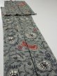Photo4: 4K07z110  Japanese Kimono Silk  FABRIC Flower Blue-Gray 78.7x13.6 (4)