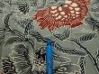 Photo6: 4K07z110  Japanese Kimono Silk  FABRIC Flower Blue-Gray 78.7x13.6 (6)