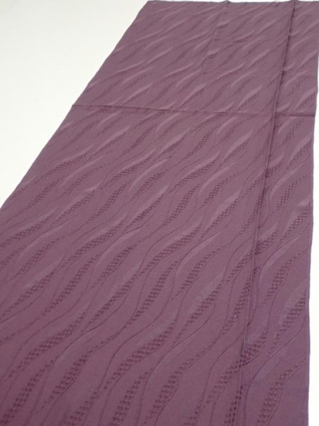 Photo3: 4K03z70  Japanese Kimono Silk  FABRIC  Dull purple 53.1x14.4 (3)