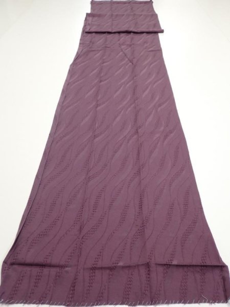 Photo1: 4K07z110  Japanese Kimono Silk  FABRIC  Dull purple 86.2x14.4 (1)