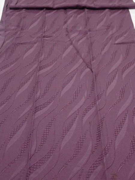 Photo2: 4K07z110  Japanese Kimono Silk  FABRIC  Dull purple 86.2x14.4 (2)