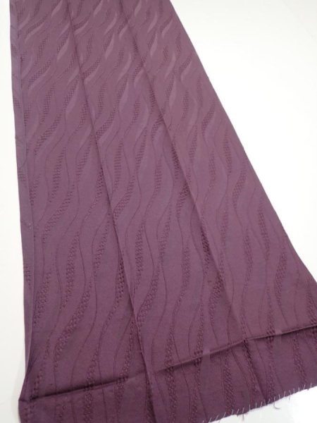 Photo3: 4K07z110  Japanese Kimono Silk  FABRIC  Dull purple 86.2x14.4 (3)