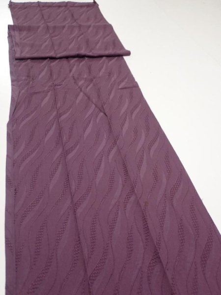 Photo4: 4K07z110  Japanese Kimono Silk  FABRIC  Dull purple 86.2x14.4 (4)