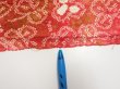 Photo7: 4K01z40  Japanese Kimono Silk SHIBORI FABRIC Flower Red-Pink 44.5x14.4 (7)