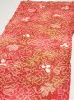Photo3: 4K02z40  Japanese Kimono Silk SHIBORI FABRIC Flower Red-Pink 44.5x14.4 (3)