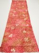 Photo5: 4K02z40  Japanese Kimono Silk SHIBORI FABRIC Flower Red-Pink 44.5x14.4 (5)